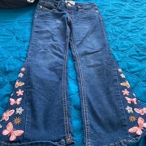 Flare butterflies & flower jeans kid size 8